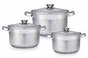 Набор 6 предметов кастрюли цилиндрические 2,0, 2,7, 3,6л  Серебро / SilverТМ Appetite