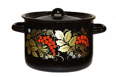 Кастрюля 4,5л черная с рисунком