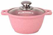 Кастрюля литая 1,0л стеклянная крышка Тренд Роза ТМ KUKMARA